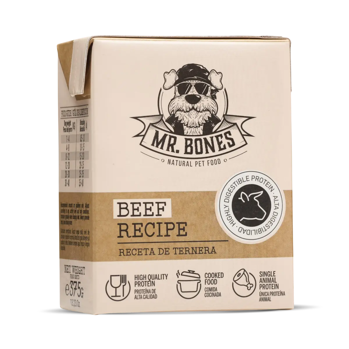 comida-humeda-ternera Mr.Bones - Kuhana hrana - Govedina 375g - Slika 1